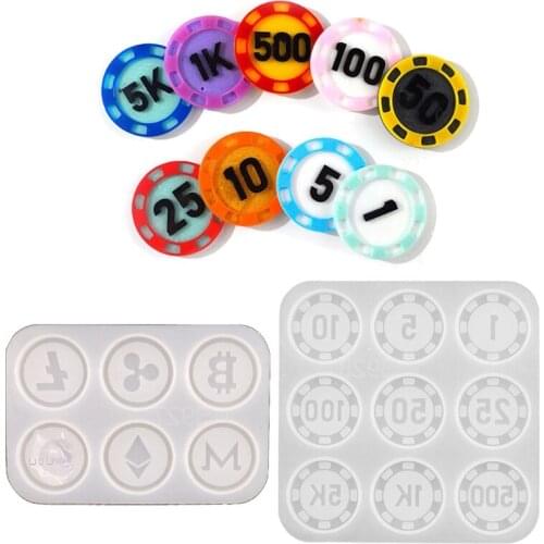 DIY Craft Game Currency Crystal Epoxy Resin Mold Collection Coins Silicone Mould T84A