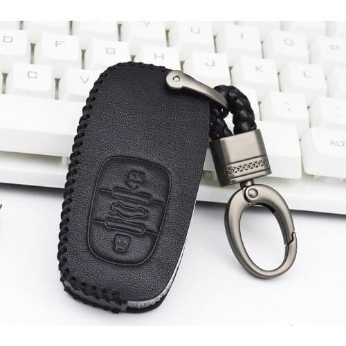 For AUDI A4 S4 B7 B8 A6 A5 A7 A8 Q5 S5 S6 Q7 A4L A6L S7 S8 Genuine Leather Car Key Cover Key Case Smart Car Keychain Accessories