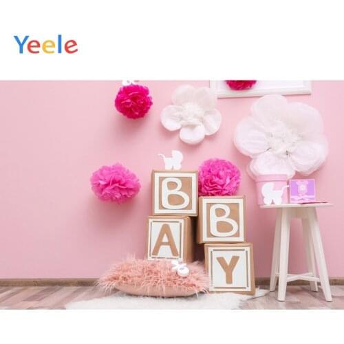 Wooden Floor Flower Pillow Carpet Baby Birthday Party Pink Backdrop Photography Custom Photographic Background For Photo Studio