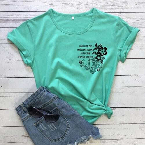 Look like the innocent flower Snake T-Shirt 100% Cotton graphic funny women quote vintage casual tumblr Fashion tshirt top tee