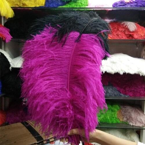 Hot Sale 50 pcs Rose and Black 28-30inches/70-75cm "thick stem" male ostrich feathers Wedding Birthday Christmas Decoration