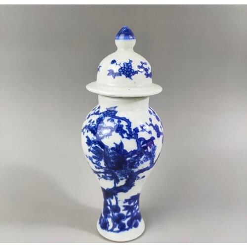Exquisite Chinese Classical Collection Home Decoration Blue and White Porcelain Flower and Bird with Lid Earthen Jar / Pot