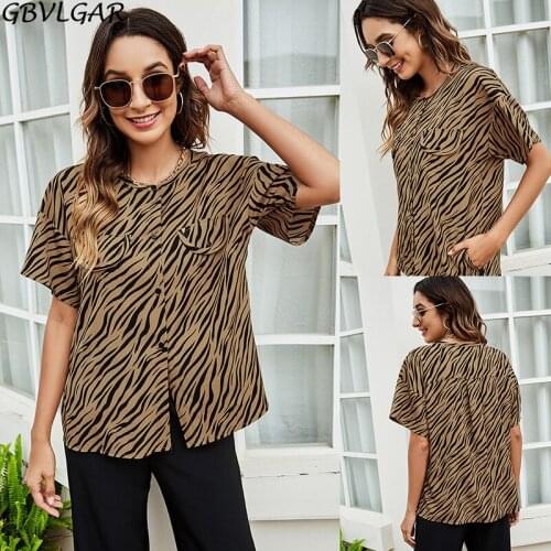 Yellow Leopard Print Short Sleeve Cardigan T Shirt Women 2021 Summer Single Breasted Loose O-neck Fashion Tee Shirt Female