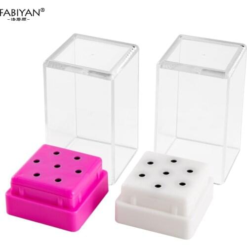 7 Holes Container Nail Art Drill Bits Storage Empty Box Stand Exhibition Display Case Acrylic Holder Organizer Manicure Tool