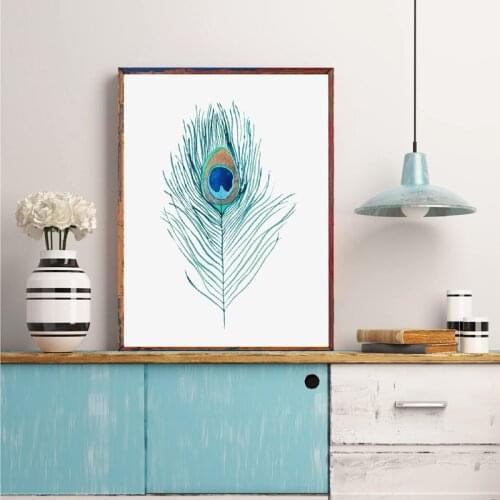 Beautiful Peacock Feathers Art Print Fashion Wall Art Canvas Painting Nordic Poster Wall Pictures for Living Room Home Decor