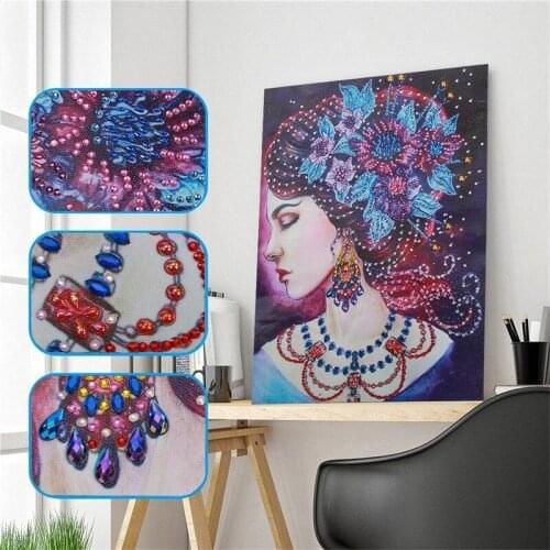 Fashion Special Shaped Diamond Painting DIY 5D Partial Drill Cross Stitch Kits Rhinestones Woman Pattern Embroidery Arts Toys