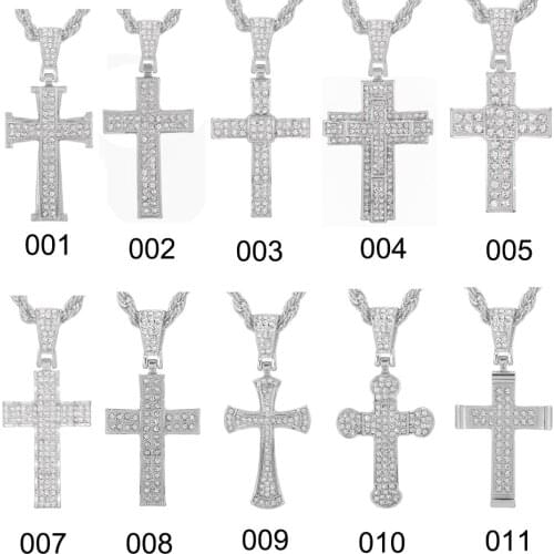 24inch Mens Cross Necklace For Men Stainless Steel Jesus Christ Prayer Crosses Necklaces Mens Jewelry Religious Jesus Pendant