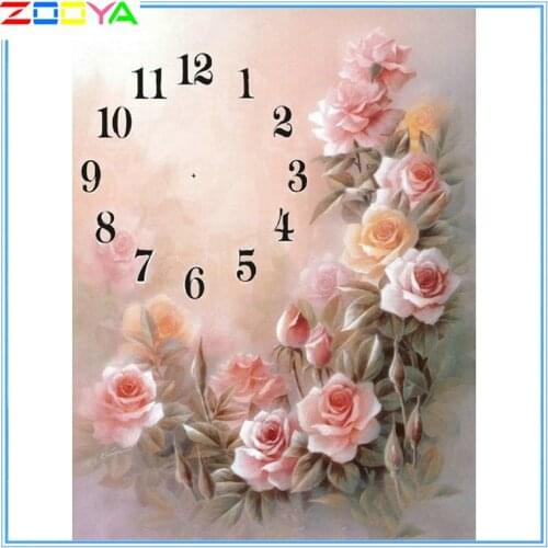 Zooya Full Square / Round Drill 5D Diy Diamond Painting Clock Flower 3D Diamond Embroidery Cross Stitch Mosaic Home Decor Lx951