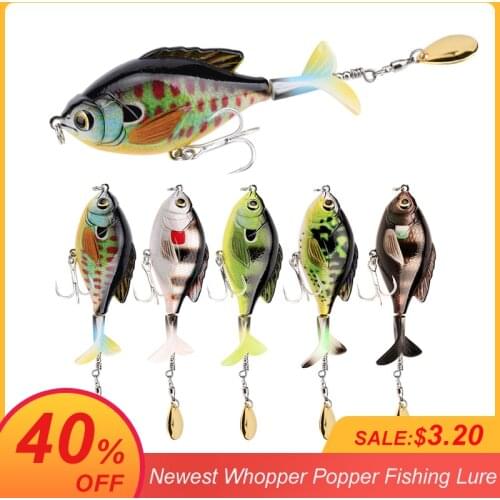 Newest Whopper Popper 9.5cm/16.9g Topwater Fishing Lure Artificial Bait Hard Plopper Rotating Tail Fishing Lure for Dropshipping