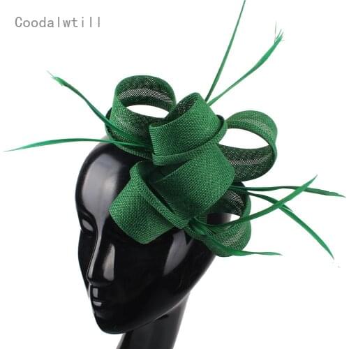 New fashion women hair hoops handmade fascinator hat hair accessories for ladies formal party tea headwear hairpins feather