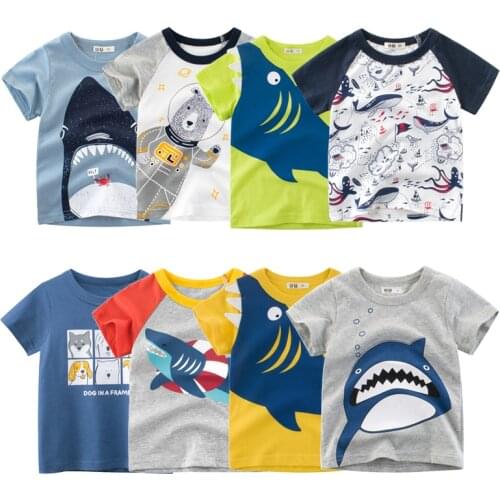 HH Boys Clothes Summer Cartoon Animals Girls T-shirt Short Sleeve Kids Clothes Baby Boy T-shirts Childrens Clothing For Teens
