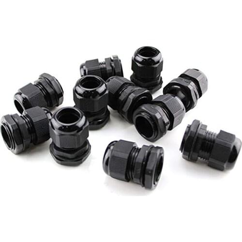 PG7 Cable Gland 20 pcs Black Plastic Waterproof Adjustable 3-6.5mm Cable Gland Connectors Cable Gland Joints