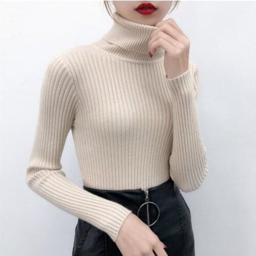 Turtleneck Casual Women Sweater 2021 Winter Knitted Pullover Knitted Pullover Female Sweaters Warm Soft Elegant Jumper Tops