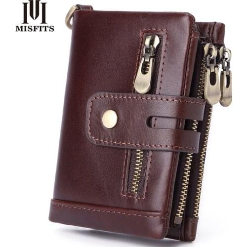Quenya vintage short wallet genuine cow leather men wallet coin pocket zipper small purse card holder brand portomonee for male