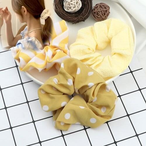3Pcs/Set Yellow Solid Color Elastic Rubber Hair Bands Light Grapefruit Orange Scrunchies Ponytail Holder Women Girls Accessories