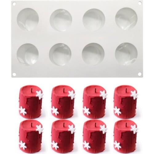 8 Cavity Round Cake Mould Cylindrical Shape Silicone Mousse Mould Handmade Candle Mould Candle Shape Mousse Mold Cake Tools