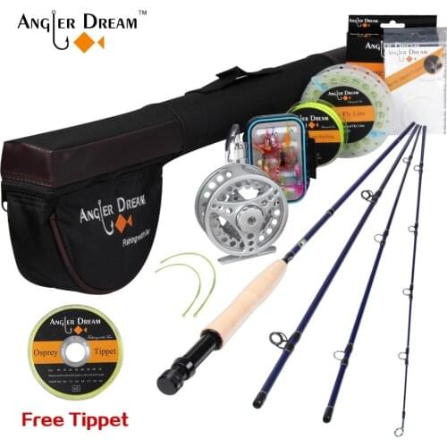 Angler Dream Fly Rod Combo Honor 3/4# 2.4M Fly Fishing Rod+Reel+Rod Bag+Fly Flies Box Lure Fishing Tackle Set For Trout Fishing