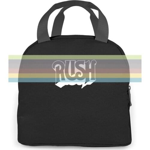 RUSH LOGO Black Rock Band Printing Cool Harajuku women men Portable insulated lunch bag adult