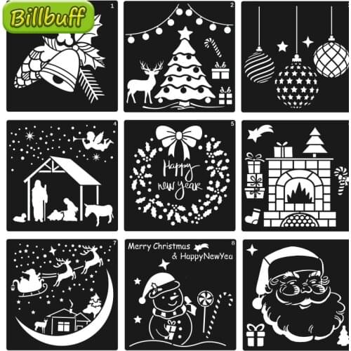 New Children Christmas Day Painting Cartoon Dinosaur Animal Template Pattern Stencils Suit Painting Early Kid Christmas Toy Gift