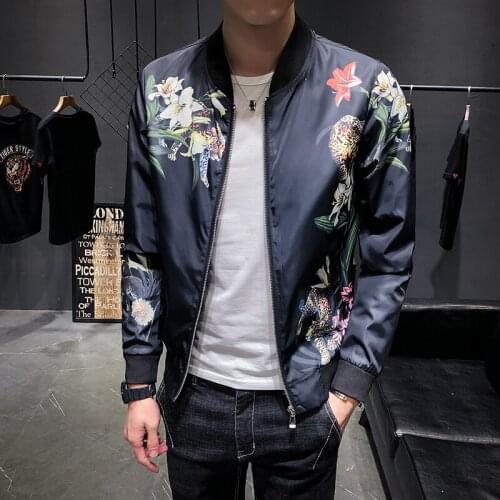 Spring Clothes 2020 Flower Jacket Men Fancy Men Club Party Chaqueta Para Hombre Cortaviento Hombre Slim Fit Chaqueta Hombre