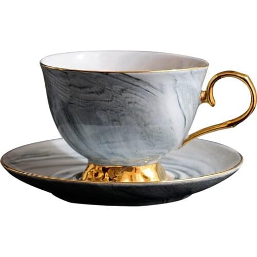 High quality Marbled Ceramic Coffee Mug Dish Set,Couple Cups Advanced Porcelain tea Mug English Afternoon TeaCup black Tea Cup