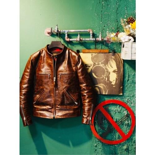 YR!Free shipping.2020 new Luxury 1.2mm Tuscany batik cattle cowhide jacket,man classic vintage slim genuine leather coat,cool