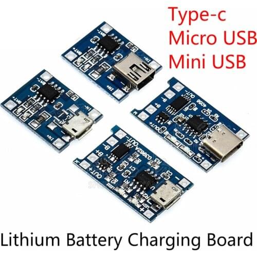 Lithium Battery Charging Board Charger Module 5V 1A With Protection Type-c/Micro/Mini USB Adjusted Current Mature Charging Chip