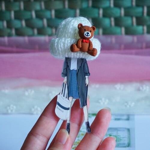 Woman Big Long Brooches Cute Diy Personality Candy Brooches Pin Acrylic Badges Wool Hat Animal Broche Lapel Pins Jewelry Gifts