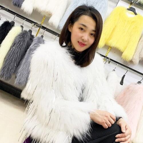 Winter Real Rex Rabbit Fur Coat Full Leather Natural Rex Rabbit Fur Coat Female Tassel Sequin Baseball Fur Coat Luxury Womens