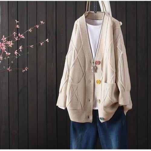 2021 spring and autumn fashion new womens western style casual cardigan jacket solid color long-sleeved v-neck sweater