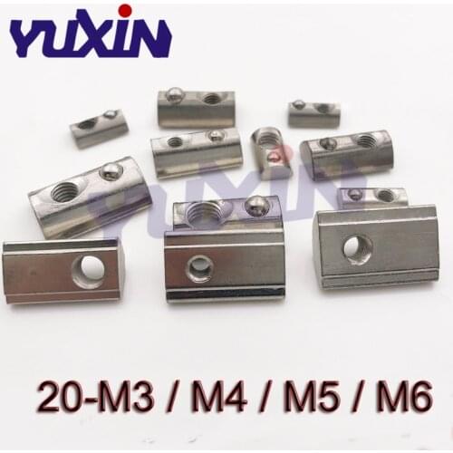 100Pcs/50PcsM3 M4 M5 M6 Roll in Spring T-Nut With Ball For Aluminum Extrusion With Profile 20 Series Aluminum Profile Spring Nut