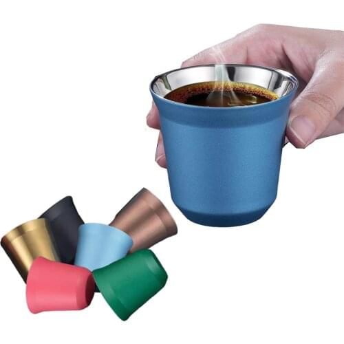 80ml Double Wall Stainless Steel Espresso Cup Insulation Nespresso Pixie Coffee Cup Capsule Shape Cute Thermo Cup Coffee Mugs
