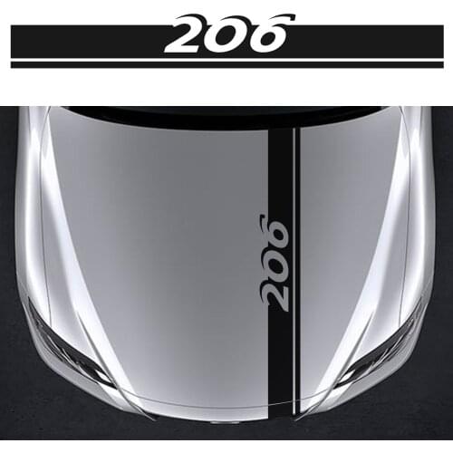 Car Styling Hood Cover Trim Engine Bonnet Decals for Peugeot 206 Automobile Decoration Graphic Vinyl Stripe Stickers Accessories