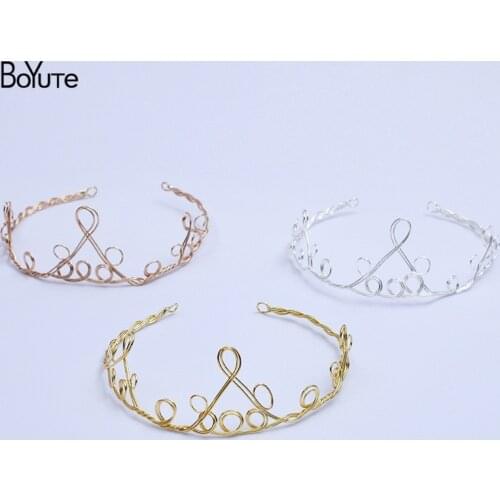 BoYuTe (2 Pieces/Lot) Metal Brass Handmade Headband Crown Tiara Base Bride Wedding Hair Accessories Diy Jewelry Materials