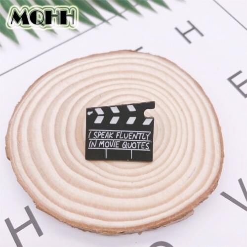 Cartoon Creative Fun Movie Pause Enamel Brooch Black and White Geometric Alloy Badge Denim Shirt Bag Pin Cute Jewelry Gift