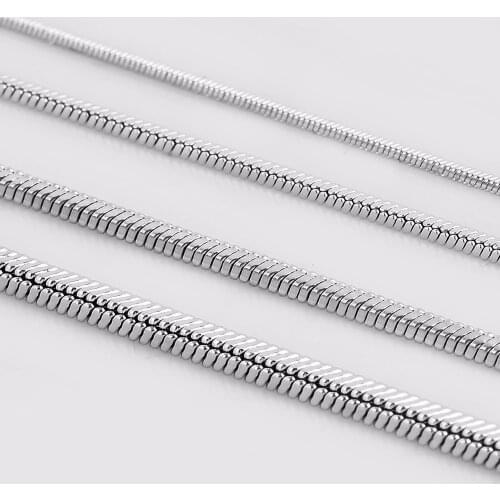Women and Men Stainless Steel Snake Box Chain Necklace 1mm - 2.0mm 18/20/22 inch silver Color Never Turn Off Chain Jewelry