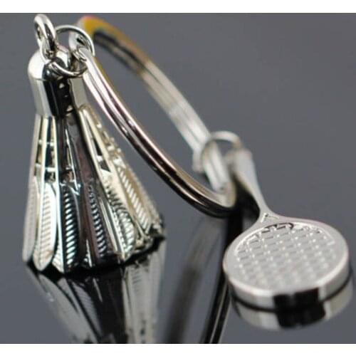 Creative gifts accessories Badminton and racket key chain shuttlecock & badminton racket keychain key ring