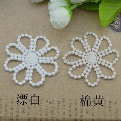 LP - 108 cotton white and beige water soluble lace fabric, garment accessories, textiles patch, 57 mm 50 pieces/lot