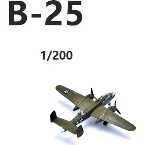 Diecast Airplane Model 1/200 World War II US Army B-25 Mitchell Bomber Alloy Fighter Model Static Display Boy Toy Gift