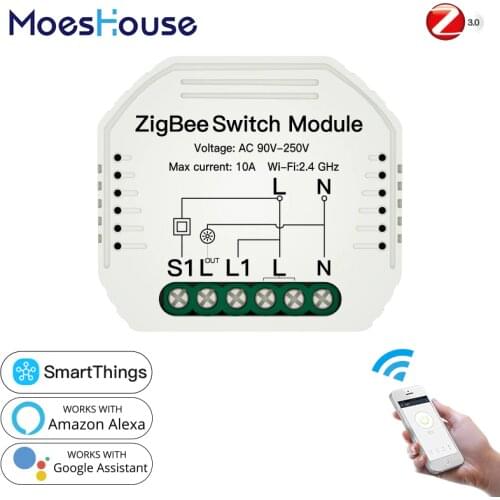 Tuya ZigBee 3.0 Smart Light Switch Module Smart Life/Tuya Wireless Remote Control, 2MQTT Setup Work with Alexa Google Home