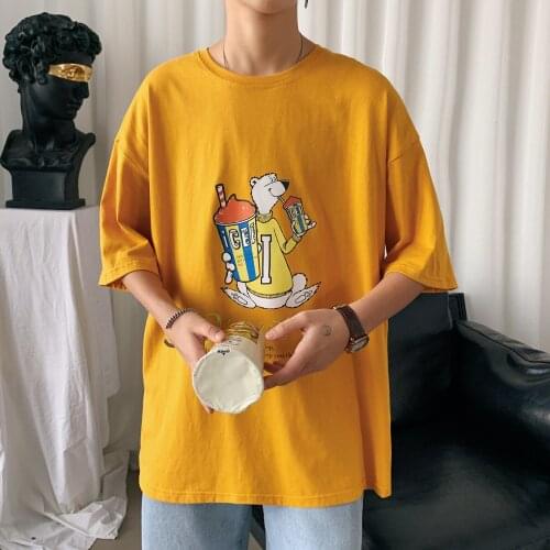2020 Men Polar Bear Printed Tshirts For Mens Fashion Harajuku Loose T-Shirt Male Oversize Korean Tshirt Summer Tees