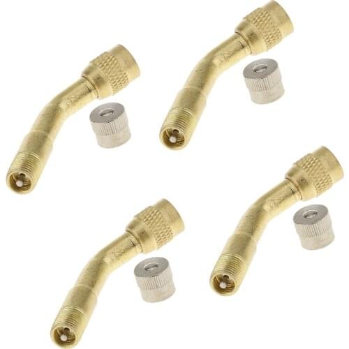 Pack of 4 135 Degree Angle Brass Car Motorcycle Scooter Bike Valve Stem Extender Extension Adaptor