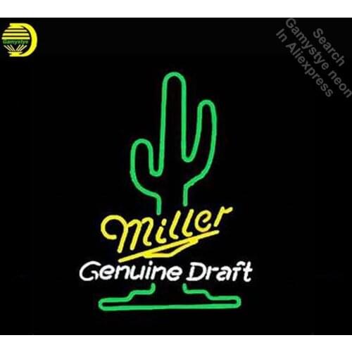 Genuine Draft Neon Light Sign cactus GLASS Tube Handcraft Beer Sign Light Signs lampara neon personalized Lamp neon light wall