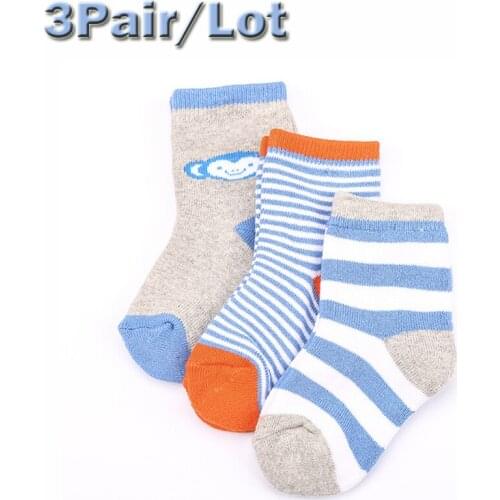 Suitable For 1-7Year Baby Children Socks 3Pair/Lot 100% Cotton Non-slip Kid Sock Baby Boys Girls Childrens Clothing