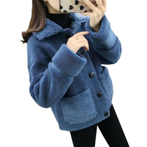 Parker fur all-in-one womens 2020 new loose lambswool winter coat female Granules velvet wild cardigan thick section overcoat