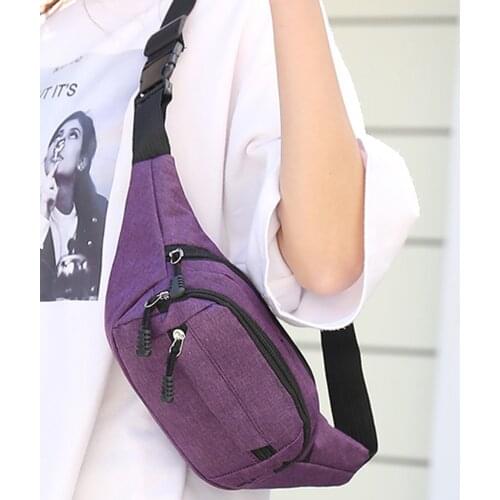 Mens And Womens Simple Waist Bag, Solid Color Zipper Oxford Cloth Outdoor Sports Fitness Chest Bag, Mobile Phone Bag#y30