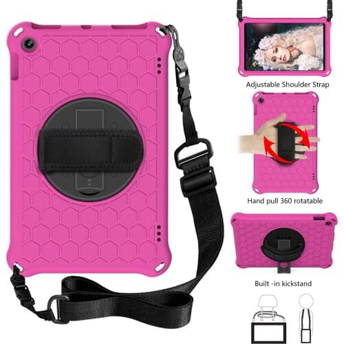 Case For Amazon Kindle Fire HD10 2017 2018 2019 Cover 360 Rotation Hand Strap with pencil holder Kids Shockproof Tablets funda