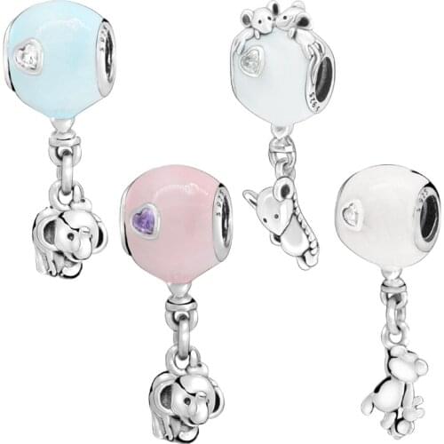 Silver 925 Jewelry Beads Bear/Elephant Dangle Charm Fit Original Pandora Bracelets Women DIY Fashion Gift
