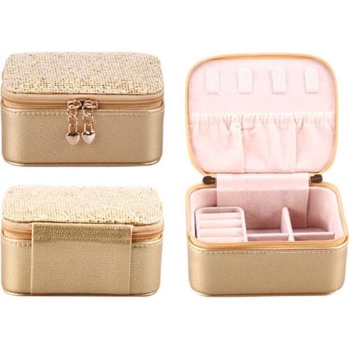 Earrings Organizers Dresser Zipper Closure PU Leather Display Bedroom Portable Travel Removable Multi Compartment Jewelry Box