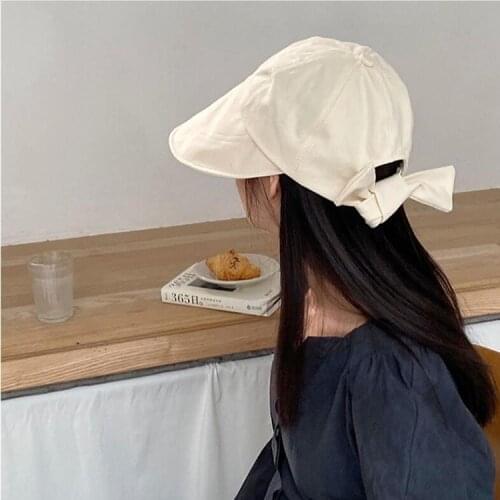 French Style Back Bow Women Girls Buckets Caps Fashion Fisherman Hats Spring Summer Cotton Sun Hats Elegant Woman Caps Gorros